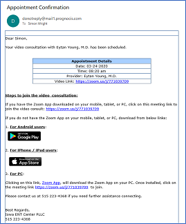 Appointment confirmation email