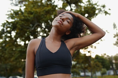 Young woman in workout clothes